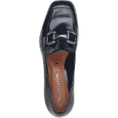 Tamaris Slipper , Damen, Gr. 39, Synthetik Textil, blau (navy), Lacksynthetik, unifarben, Schuhe Slipper, Blockabsatz, Slipper, Businessschuh mit modischer Zierspange, Topseller