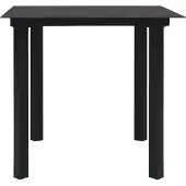 vidaXL Garten-Esstisch Schwarz 80x80x74 cm Stahl und Glas
