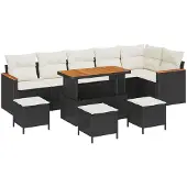 vidaXL Gartensofa-set 10 pcs Schwarz Poly-Rattan
