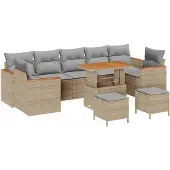 vidaXL Gartensofa-set 10 stk. Beige Poly-Rattan