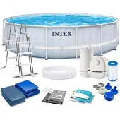 Intex 26746NP, 19156 l, Gerahmter Pool, Kind & Erwachsener, Leiter, Blau, Grau
