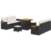 vidaXL Gartensofa-set 9 stk. Schwarz Poly-Rattan