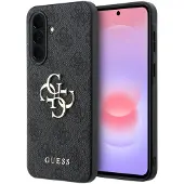 GUESS Hülle Galaxy A37 Kunstleder grau Big Logo goldfarbig