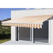 Mendler Elektrische Kassetten-Markise H122, Vollkassette Volant 4x3m Polyester Orange/Weiß