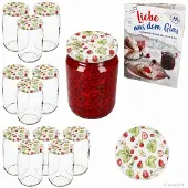 MamboCat 12er Set Sturzglas 720ml Einmachglas Wald-Erdbeere Deckel Rezept-Heft