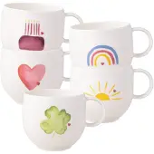 Villeroy & Boch Geschirr-Set "Henkelbecher With Love 290 ml 5er Set weiß-gelb"