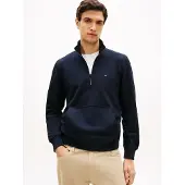 Tommy Hilfiger Sweatshirt "ESSENTIAL TERRY NEW 1/4 ZIP", Quarter-Zip aus Terry mit Flag