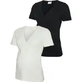 Mamalicious Umstandsshirt "MLKERRIE TESS SS JRS TOP 2F 2-P NOOS" Packung, 2 tlg. Baumwollmischung, sehr figurbetont