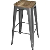 Bolero Barhocker aus Stahl mit Holzsitz Grau (4 Stück)