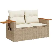 vidaXL Gartensofa-set 13 pcs Beige Poly-Rattan