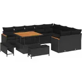 vidaXL Gartensofa-set 12 stk. Schwarz Poly-Rattan