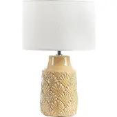 Beliani Tischlampe Gelb Keramik Glänzend Leinen Nachttischlampe Schreibtischleuchte Modernes Design