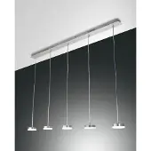 FABAS LUCE Dunk 5-flammige Pendelleuchte - 40 W dimmbare LED - Lineares Design aus gebürstetem Aluminium