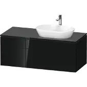 Duravit L-Cube Konsolenwaschtischunterbau wandhängend, inklusive Konsolenplatte, 4 Auszüge, Becken rechts, 1220x482x550mm, LC4874040400000, Farbe: Schwarz Hochglanz Lack