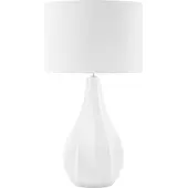 Beliani Tischlampe Hellbeige/ Weiß geschwungener Porzellanfuß Stoffschirm langes Kabel mit Schalter hellbeigen Lampenschirm Modernes Design Glamourös
