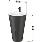 Duravit Starck 1 c-bonded Set bodenstehend, rund, 560x864x605mm, Waschhtisch Weiß Seidenmatt, Griff Bronze, S19512O04600000