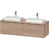 Duravit L-Cube Konsolenwaschtischunterbau wandhängend, inklusive Konsolenplatte, 4 Auszüge, für zwei Becken, 1620x482x550mm, LC4873B55550000, Farbe: Eiche Marmoriert Dekor