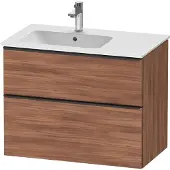 Duravit D-Neo Waschtischunterbau wandhängend, 810x625x462mm, 1 Auszug, 1 Schubkasten, mit Griff Diamantschwarz, DE43660BD790000, Farbe: Nussbaum Matt Dekor