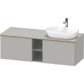 Duravit D-Neo Konsolenwaschtischunterbau wandhängend (Ausschnitt rechts), 1400x459x550mm, 2 Auszüge, 2 offene Fächer, mit Griff Bronze gebürstet, DE4950R04070000, Farbe: Betongrau Matt Dekor