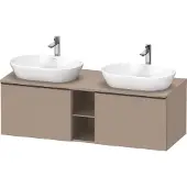 Duravit D-Neo Konsolenwaschtischunterbau wandhängend (Ausschnitt beitseitig), 1400x459x550mm, 2 Auszüge, 2 offene Fächer, mit Griff Diamantschwarz, DE4950BBD750000, Farbe: Leinen Matt Dekor