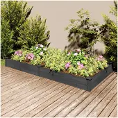 Markenlos Hochbeet mit Einsatz Grau 240x120x25 cm aus massivem Tannenholz