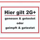 HB-Druck Hier gilt 2G Plus Hinweis Aufkleber mit Text A3 (297x420mm)