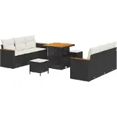 vidaXL Gartensofa-set 9 pcs Schwarz Poly-Rattan