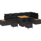 vidaXL Gartensofa-set 9 stk. 8-Sitzanzahl Schwarz