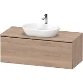 Duravit D-Neo, Konsolenwaschtischunterbau wandhängend, 1200x459x550mm, 1x Auszug, mit Griff Diamantschwarz, DE49490BD550000, Farbe: Eiche Marmoriert Dekor