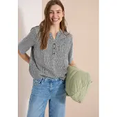 Cecil Kurzarmbluse Sommerbluse mit Split Neck und Streifen