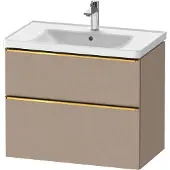 Duravit D-Neo Waschtischunterbau wandhängend, 784x625x452mm, 1 Auszug, 1 Schubkasten, mit Griff Gold poliert, DE4355034750000, Farbe: Leinen Matt Dekor