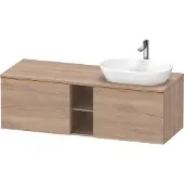 Duravit D-Neo Konsolenwaschtischunterbau wandhängend (Ausschnitt rechts), 1400x459x550mm, 2 Auszüge, 2 offene Fächer, mit Griff Bronze gebürstet, DE4950R04550000, Farbe: Eiche Marmoriert Dekor