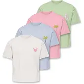 ONLY T- Shirt 'Solei Life' 4er Pack in blau | Gr.: 104