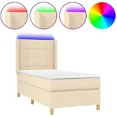 vidaXL Boxspringbett mit Matratze & LED Creme 160x200 cm Stoff
