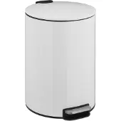 Relaxdays Treteimer, 12 Liter, Absenkautomatik, entnehmbarer Inneneimer, Metall, moderner Küchen Mülleimer, weiß