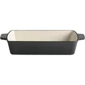 Aps Auflaufform 5 STARS, 3,5 Liter, Emailliertes Gusseisen, induktionsgeeignet und ofenfest inkl. Deckelhalter, 33 x 24 cm , anthrazit