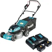 Makita DLM 466 PT2 Akku Rasenmäher 36 V ( 2x 18 V ) 46 cm Brushless + 2x Akku 5,0 Ah + Ladegerät