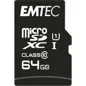 Emtec microSD Class10 Gold+ 64GB, 64 GB, MicroSDXC, Klasse 10, 85 MB/s, 21 MB/s, Schwarz, Gold