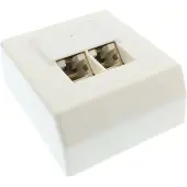 InLine Cat.5e Anschlussdose, AP 2x RJ45 Buchse, RAL 9010, weiß, 141 g, 90 mm, 90 mm, 50 mm, 162 g, 400 cm³