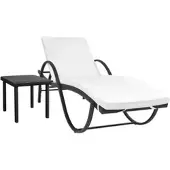 Furnicato Sonnenliege Mit Auflage & Tisch Poly Rattan Schwarz