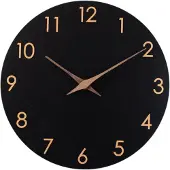 Fokelyi Runde schwarze Holzwanduhr – elegant – Büro/Zuhause – ruhige Umgebung – modern/dezent