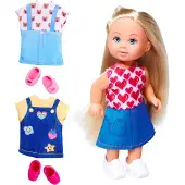 Simba Evi Love Fashion, Spielpuppe trägt EIN süßes Jeanskleid, inkl. Zwei weiter