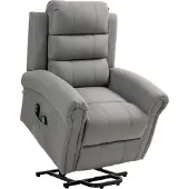 Dopwii Relaxsessel mit Aufstehhilfe, 8 Massagepunkte, beheizbare Rückenlehne, Leinenoptik, Hellgrau