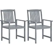 vidaXL Gartenstühle 2 Stk. Grau Massivholz Akazie