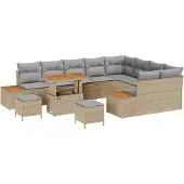 vidaXL Gartensofa-set 12 stk. 11-Sitzanzahl Beige und Hellgrau