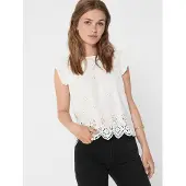 ONLY Rüschentop "ONLSILLA LIFE S/L FRILL TOP WVN NOOS" Baumwolle, regular fit, Rundhals