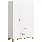 Xonox Garderobenschrank Kleiderschrank Stella 3-türig | weiß / Artisan Eiche