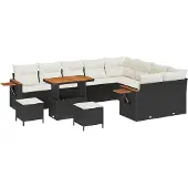 vidaXL Gartensofa-set 12 stk. Schwarz Poly-Rattan