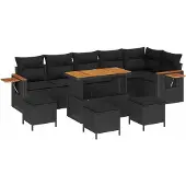 vidaXL Gartensofa-set 10 stk. Schwarz Poly-Rattan