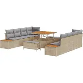 vidaXL Gartensofa-set 11 stk. 10-Sitzanzahl Beige und Hellgrau